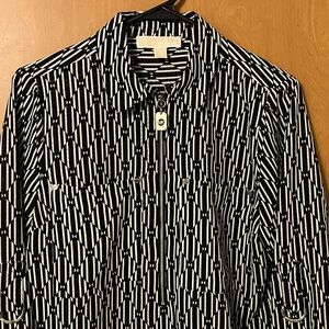 Michael Michael Kors Women's Black/White 1/2 Zip Long Sleeve Blouse Size Small